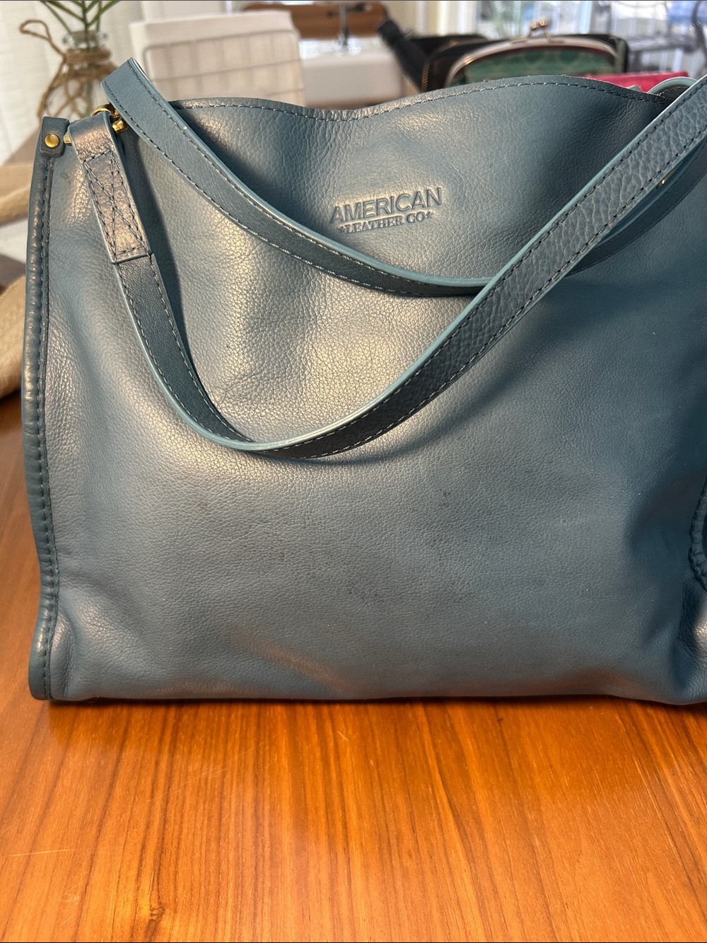 American Leather Co. Teal Shoulder Bag - Smooth Leather Carryall